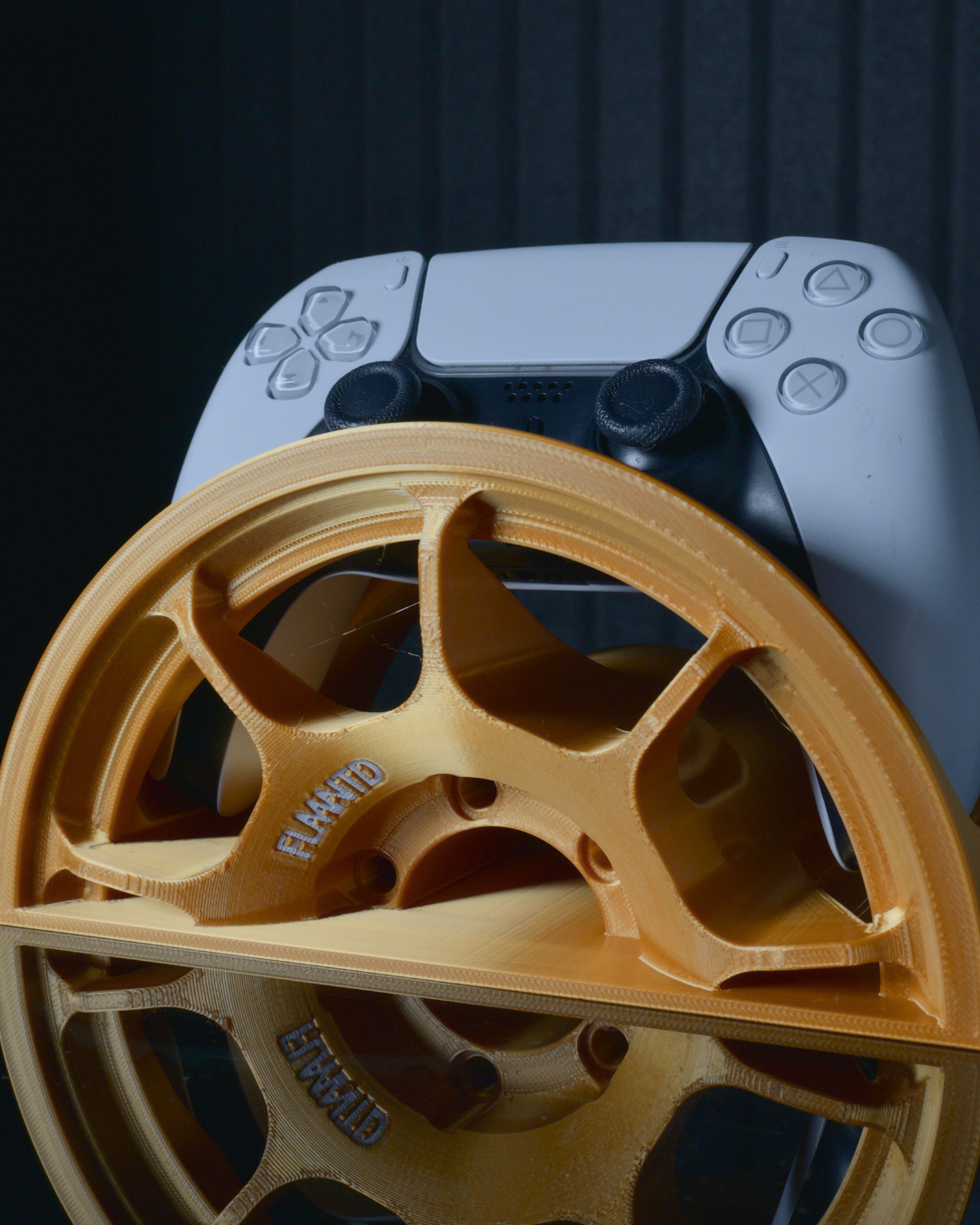 automotive wheel style controller stand for gaming desk