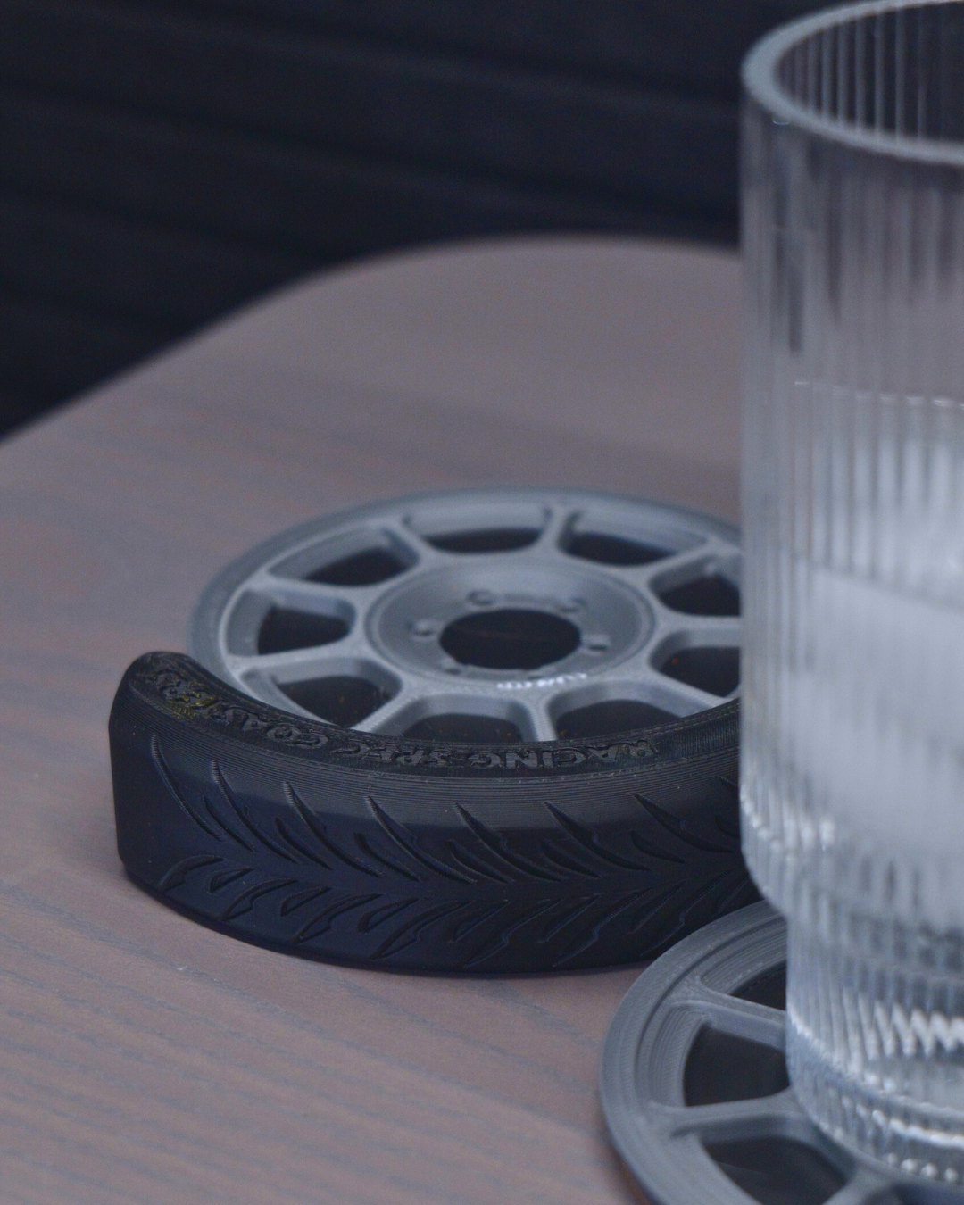 Z40 wheel inspired car coaster set with tire stand