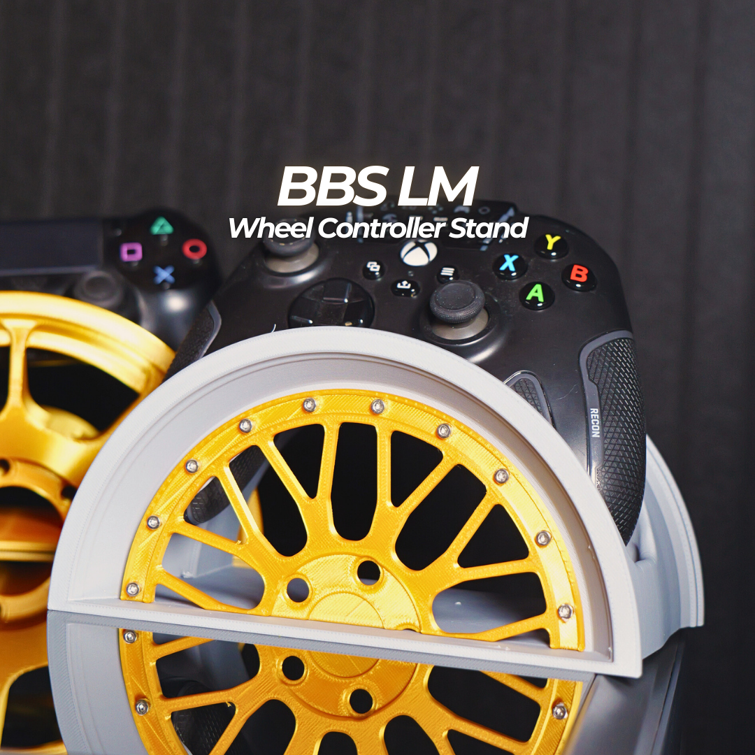 BBS LM wheel inspired 3D printed gaming controller display stand